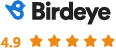 Birdeye logo with our 4+ star rating