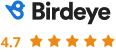 Birdeye logo with our 4+ star rating