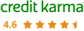 Credit Karma logo with our 4+ star rating